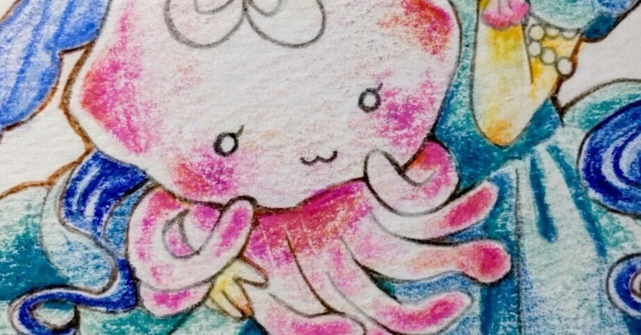 海月ちゃんminiを色鉛筆で描く。｜はちた