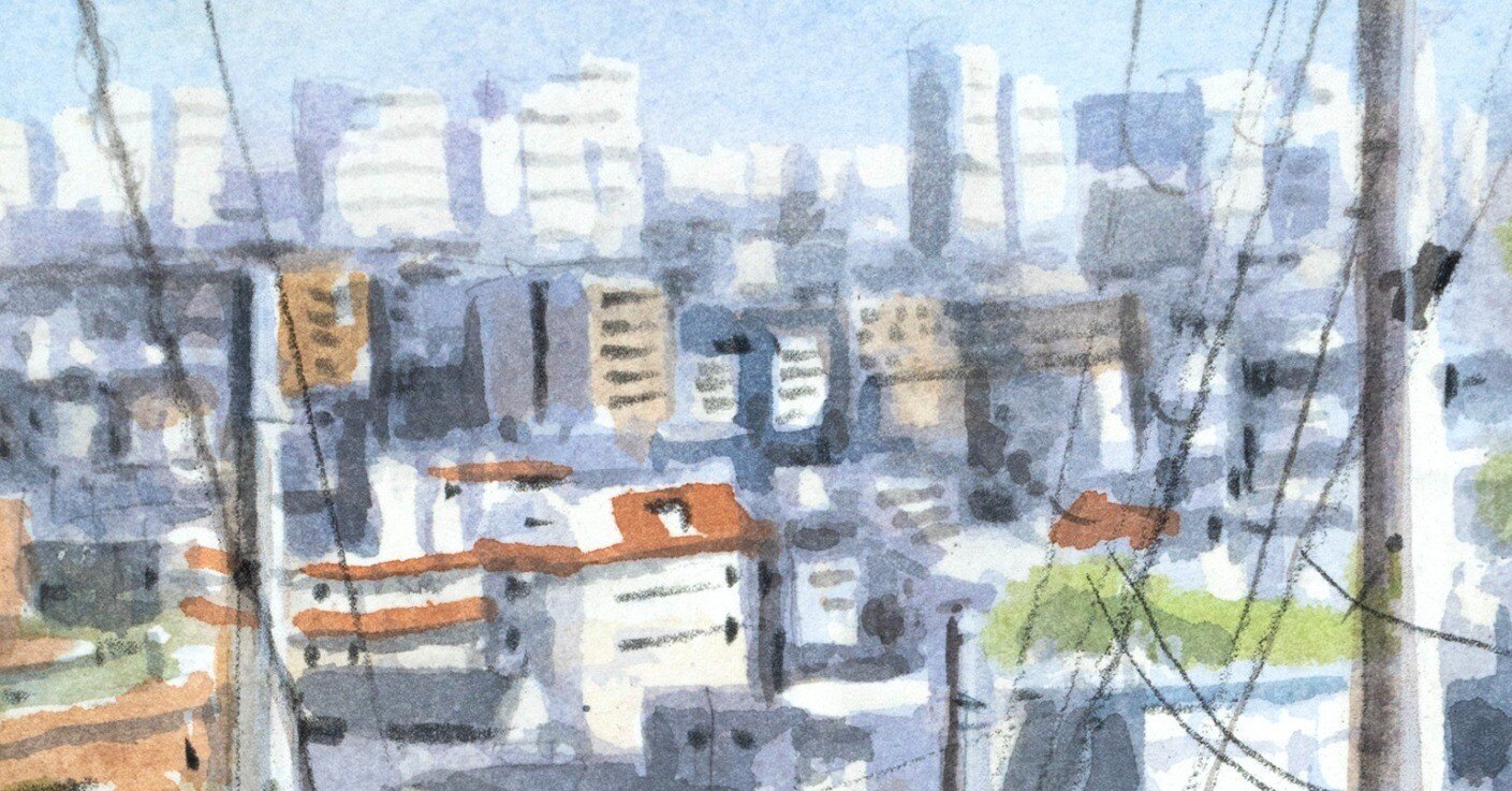 60分で描く水彩スケッチ・・・坂道から見た気持ちの良い風景｜MASATO