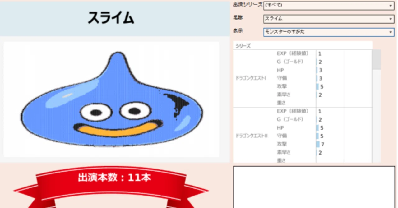 Tableauを用いたドラゴンクエスト スライム図鑑｜ありどめ