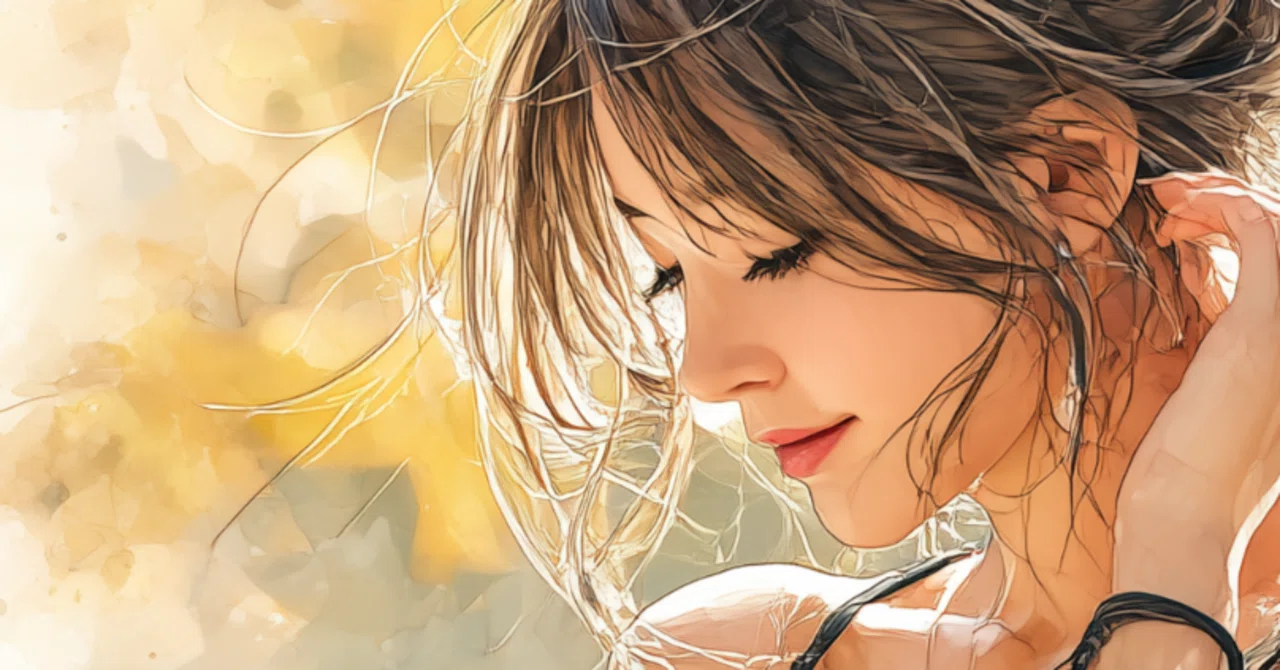 MidJourneyで描く｜「秋の夕暮れに耳を澄ます女性」｜プロンプト解説