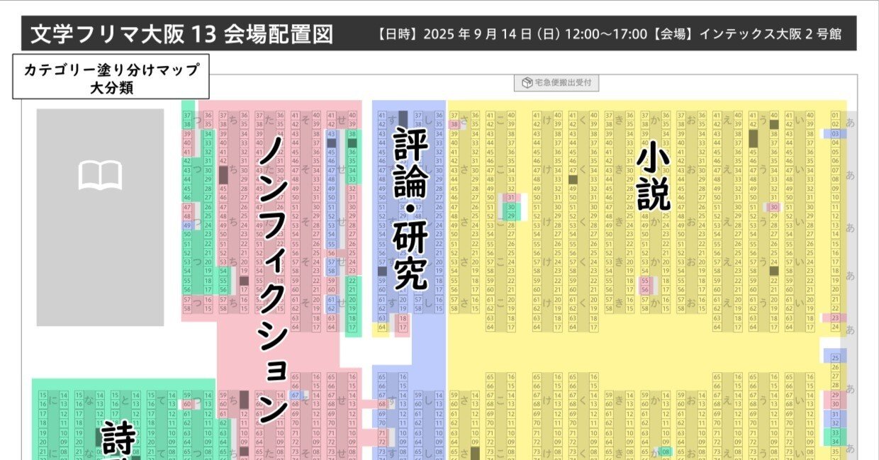 文学フリマ大阪13のカテゴリー塗り分けをしました｜読酌文庫/朔