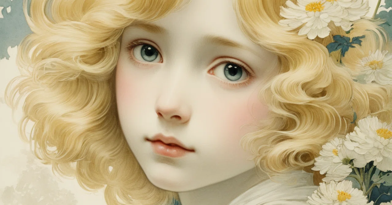 AI : 花と女性 (2) 水彩画風｜キータン🦋写真とAIで紡ぐもう1つのリアル✨