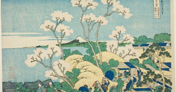 東海道品川御殿山ノ不二』−桜海（力士名みたい）には北斎の工夫