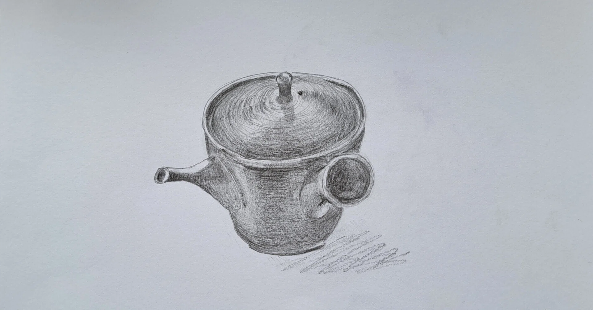 色鉛筆画 A4 ハルシュタットを見つめる小さな茶トラ 色鉛筆画 / 茶トラ
