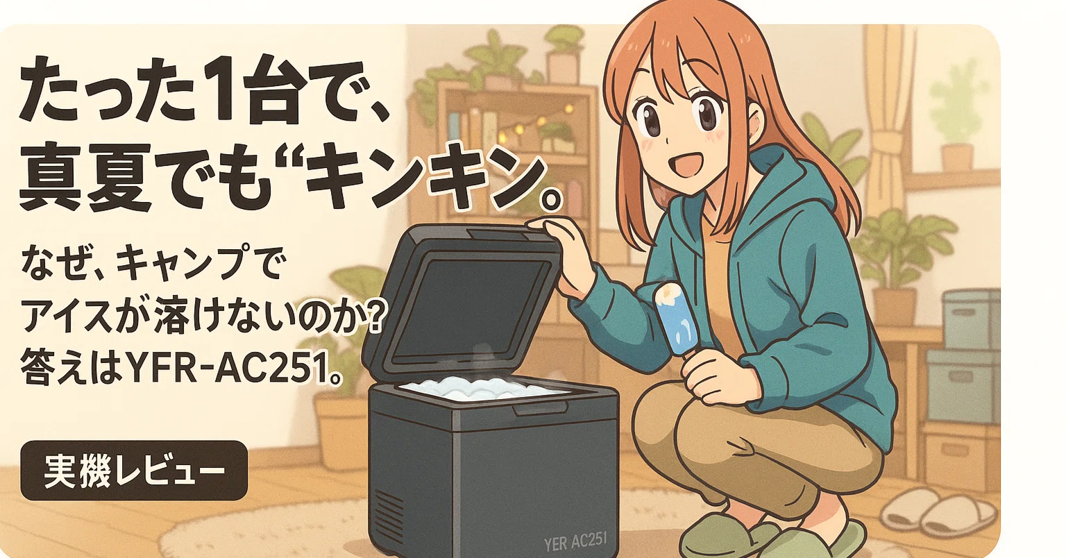 実機レビュー】山善YFR-AC251は本当に買いか？キャンプでアイスが溶け