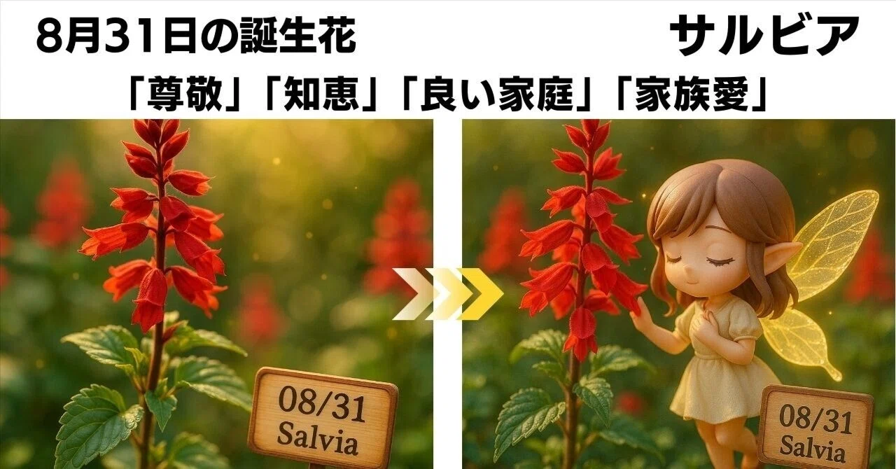 8月31日 誕生花サルビアが語る花言葉 尊敬と家族愛の物語｜るっち｜AI
