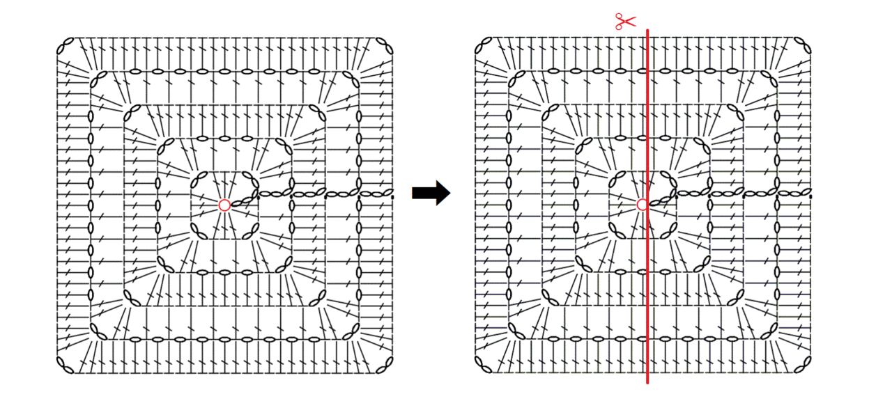 正方形の編み図をアレンジして 中心から編む長方形の編み図を作る 笠石あき Note 正方形の編み図をアレンジして 中心から編む長方形の編み図を作る 笠石あき Note