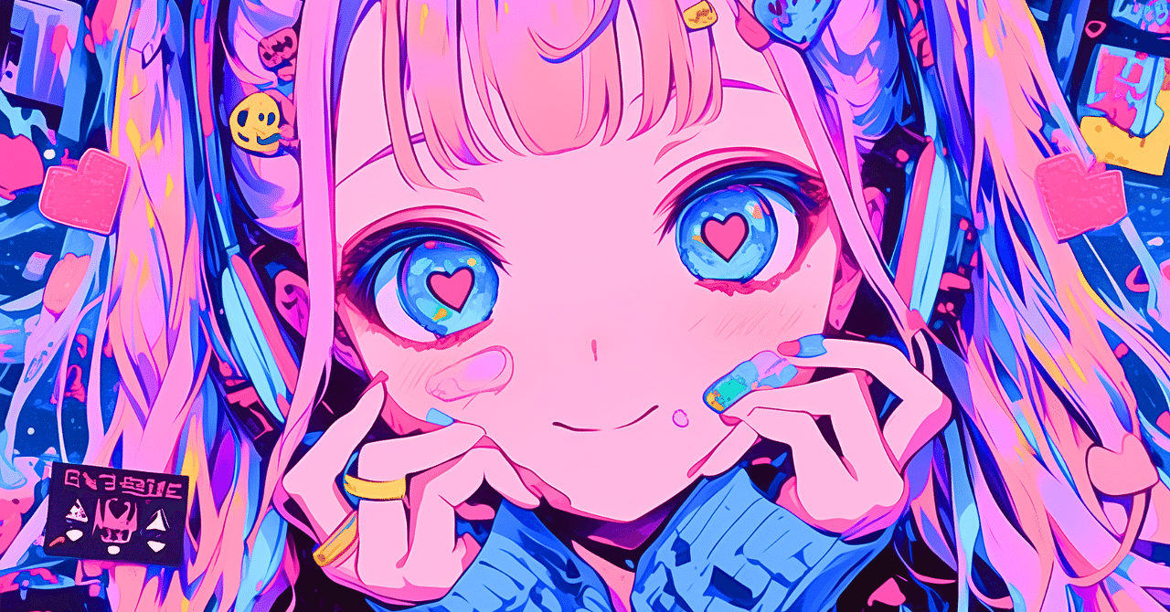 イラスト　ポップ画　オリジナル　アニメ風　自作画 Popping Hearts Overflow【画像生成AI＋4コマ漫画】｜Alpaka