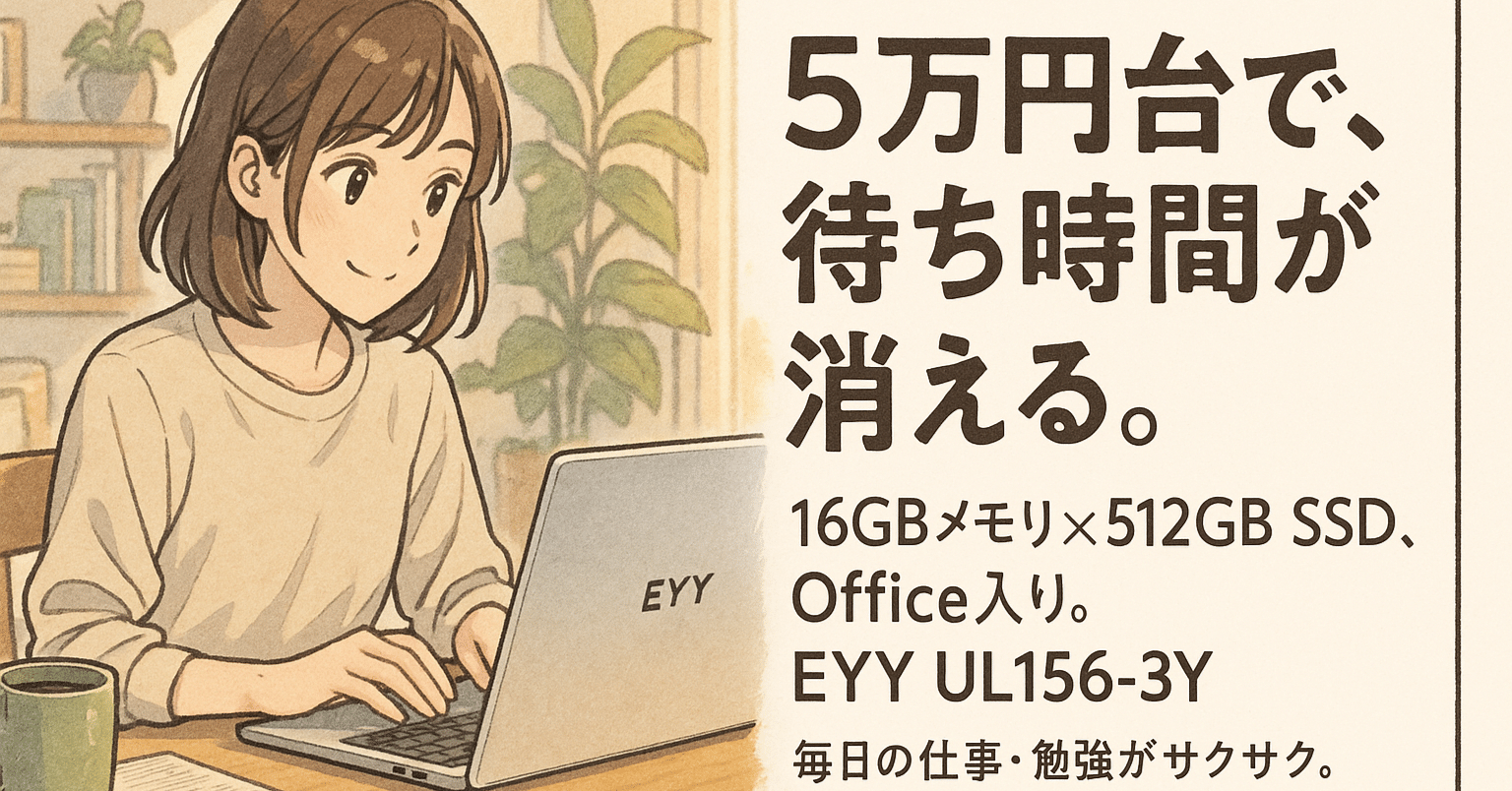 正直レビュー】予算5万円の私が笑った。EYYノートPC『UL156-3Y』が想像