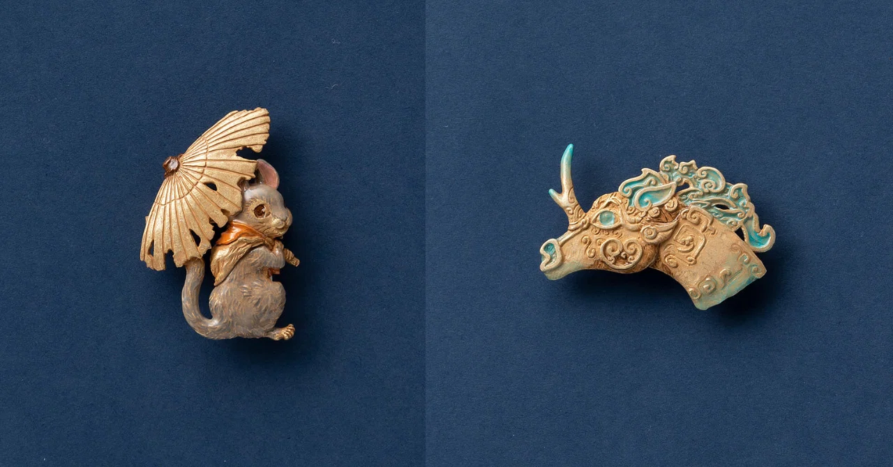 水牛細工　大判ブローチ　帯留め・簪に　約10x7cm トナカイ a412b472904d754fcd44c323f6e98b