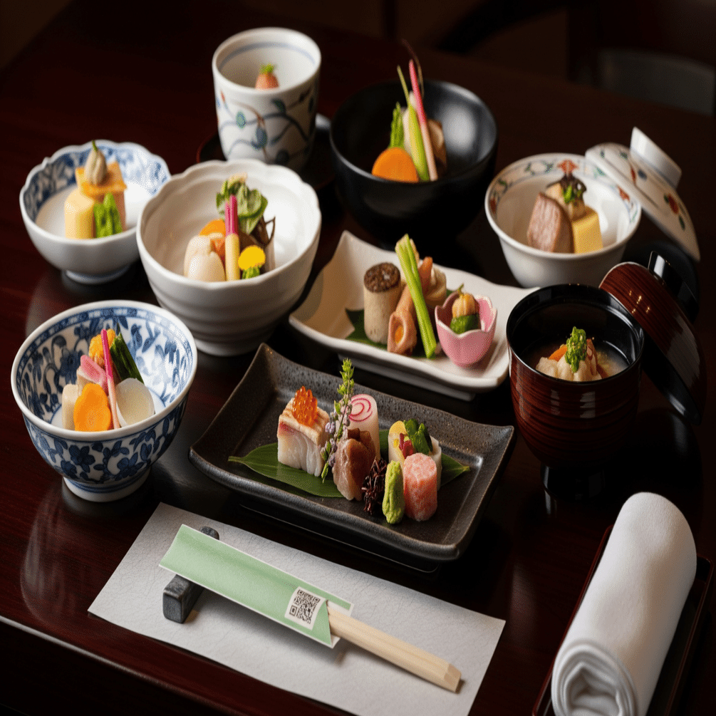 温泉旅館の懐石料理と箸