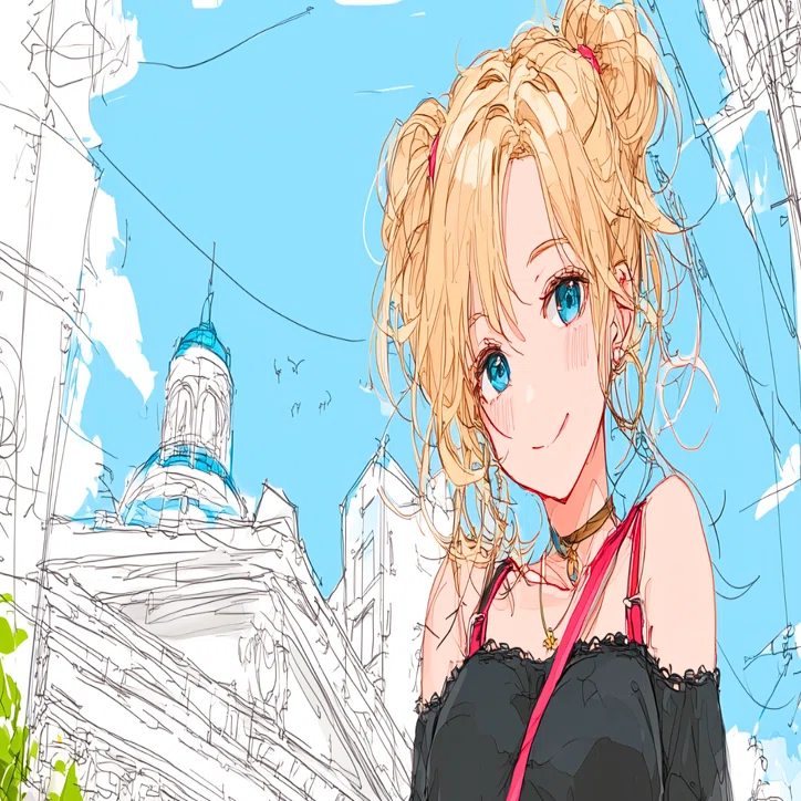 旅路にて、街角に咲く夏【画像生成AI＋4コマ漫画】｜Alpaka