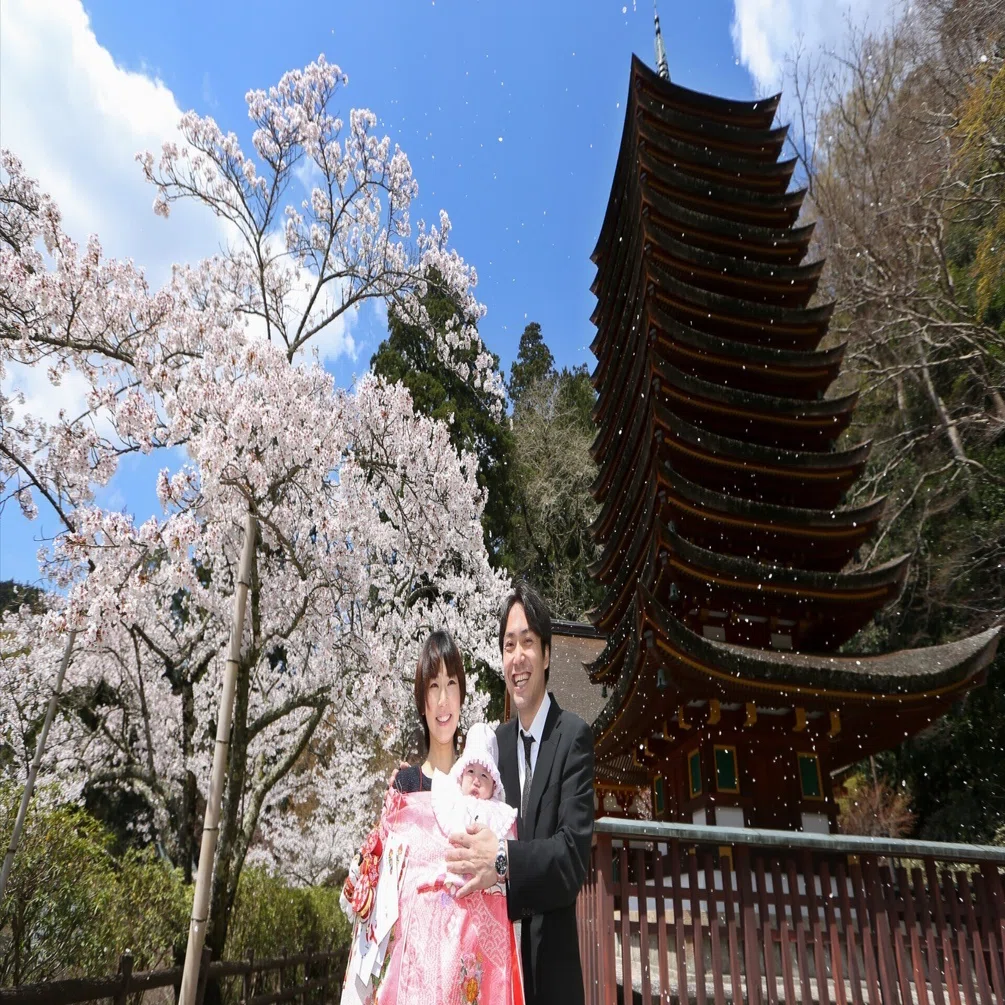 桜咲く談山神社でのお宮参り出張撮影｜ハヤシフォトワークス｜Hayashi