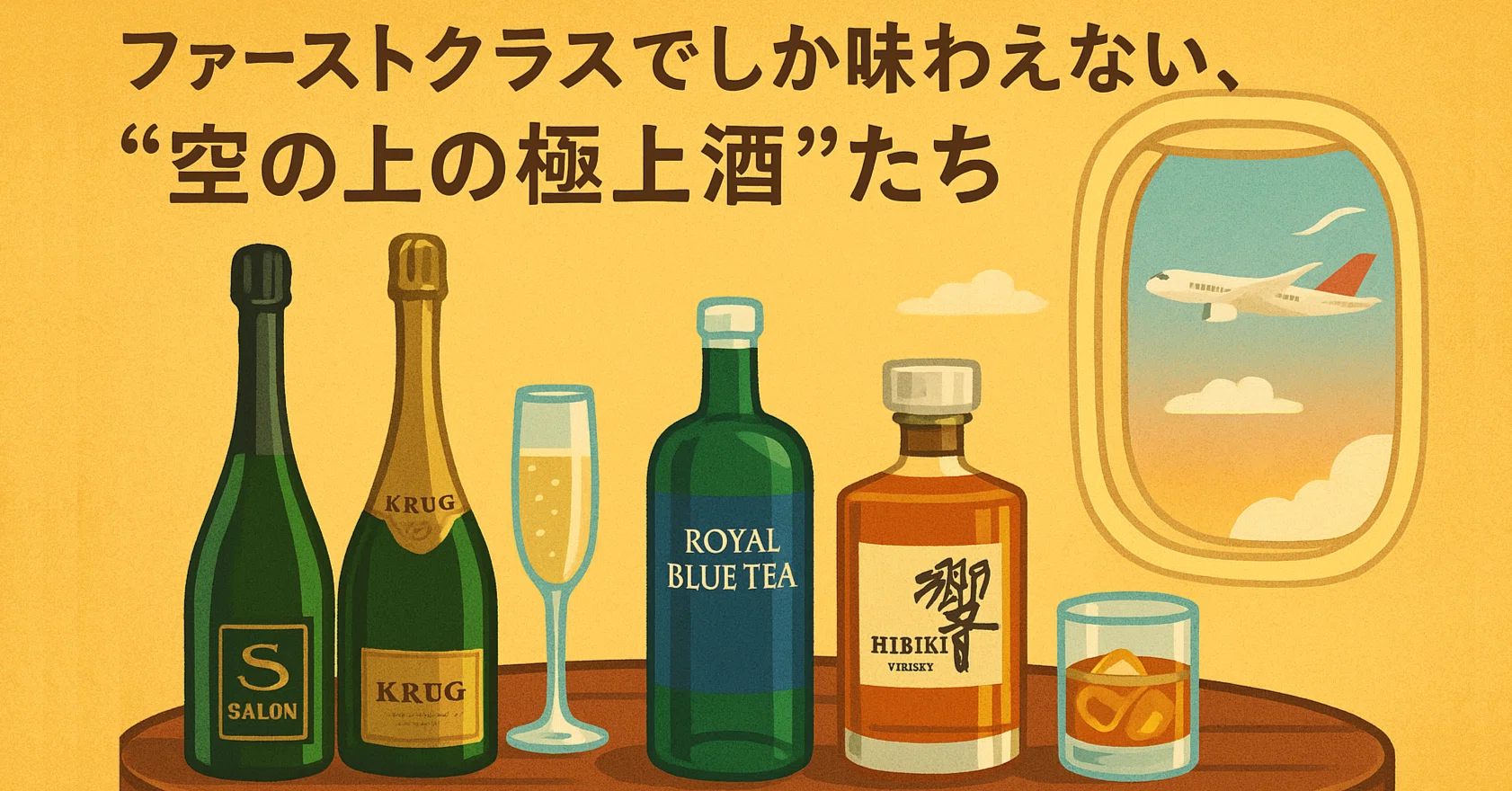 ファーストクラスでしか味わえない、“空の上の極上酒”たち｜ただの旅