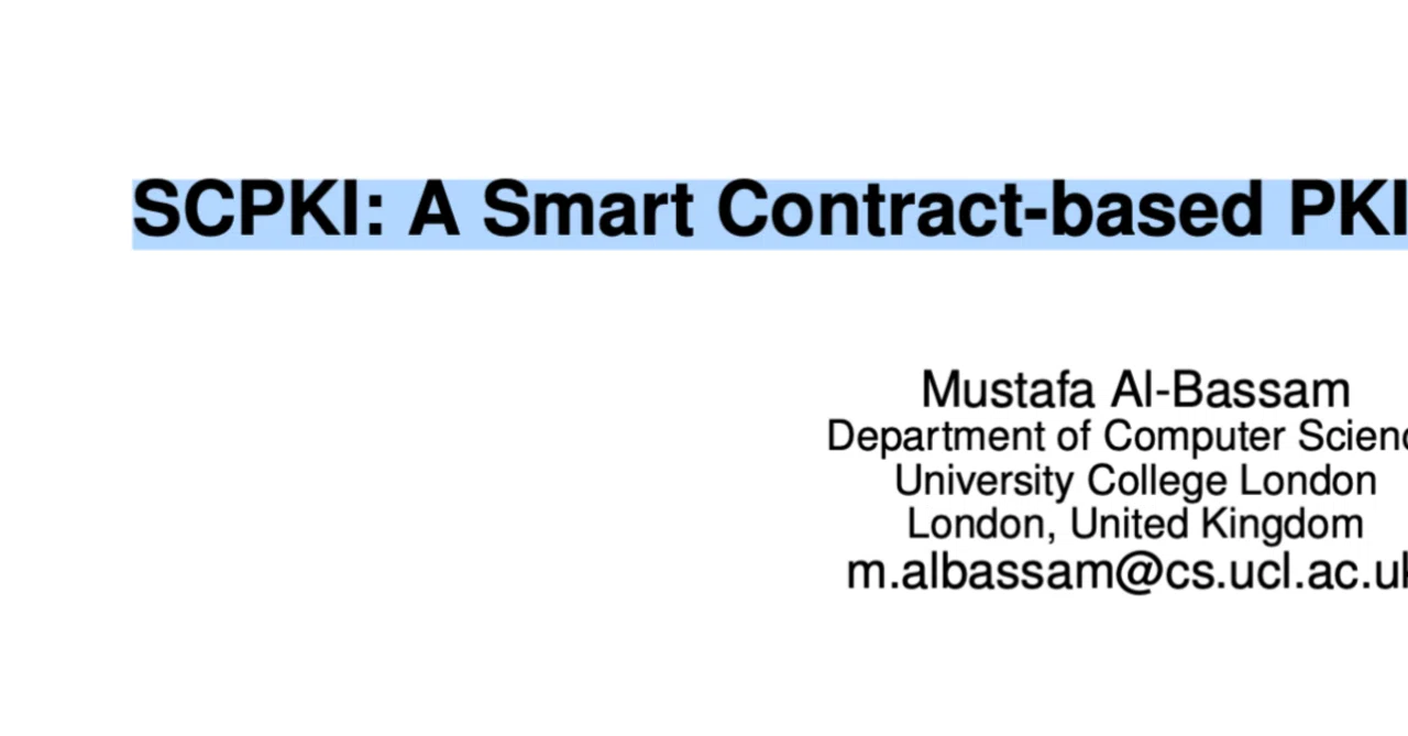SCPKI: A Smart Contract-based PKI and Identity System｜RY