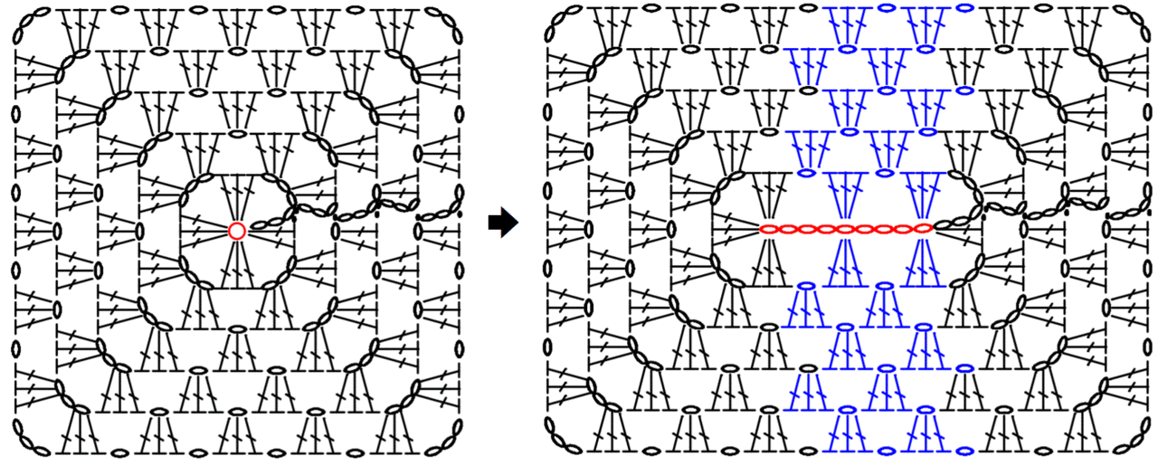 正方形の編み図をアレンジして 中心から編む長方形の編み図を作る 笠石あき Note 正方形の編み図をアレンジして 中心から編む長方形の編み図を作る 笠石あき Note