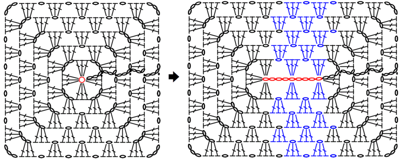 正方形の編み図をアレンジして 中心から編む長方形の編み図を作る 笠石あき Note