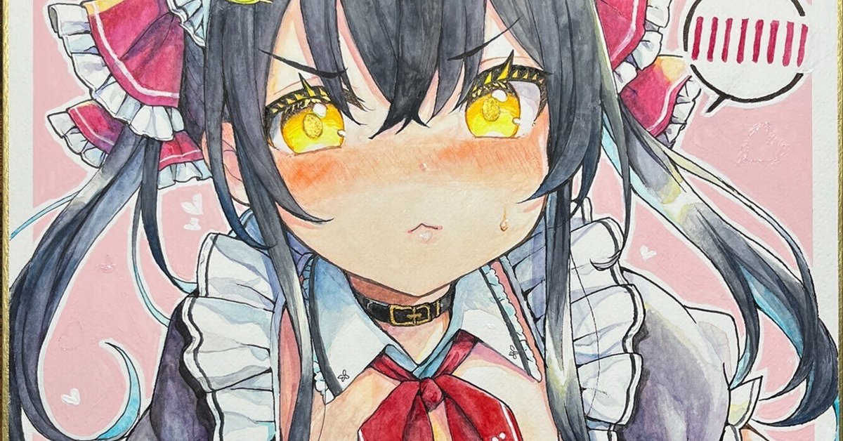 オリジナル 手描きイラスト 色紙 水着メイドさん メイドさん色紙ちょいメイキング｜皆村春樹🦉🏮🐥