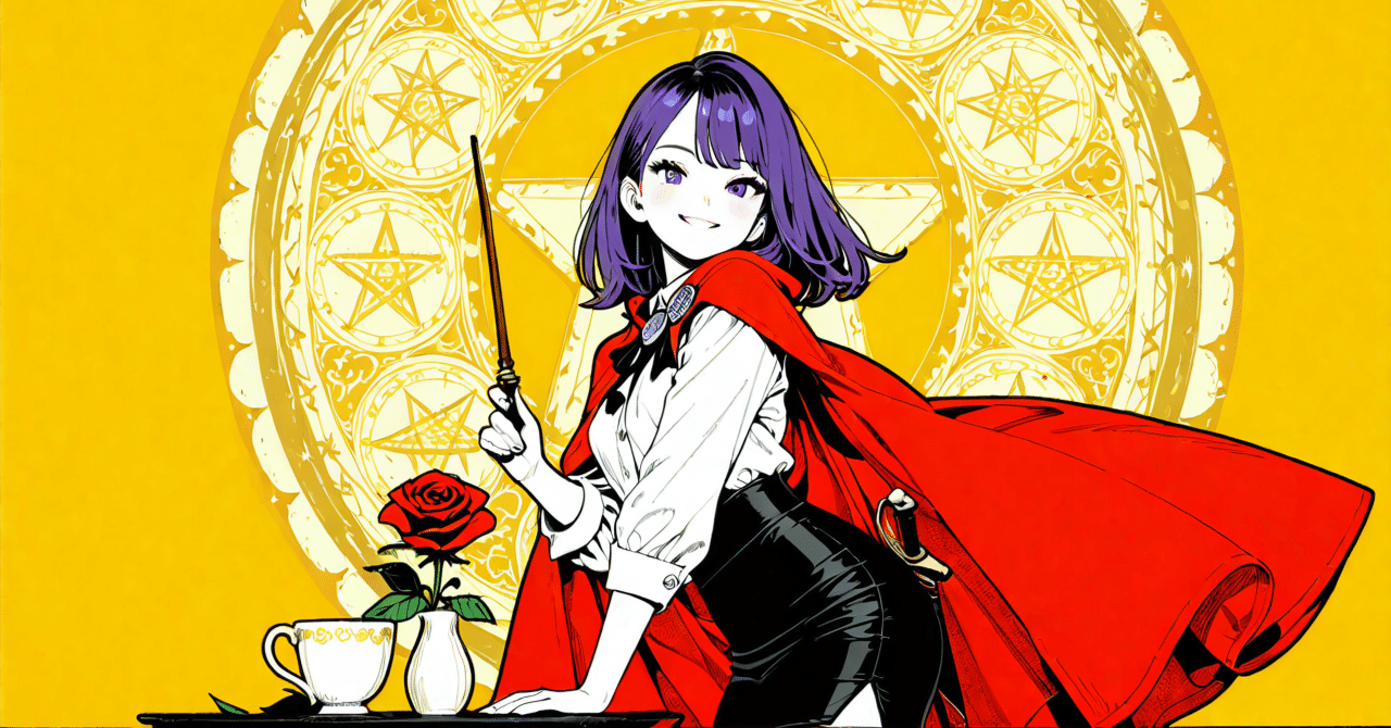 🔮【AI娘タロットカード】《魔術師 – スミレ》｜気球人🎈note