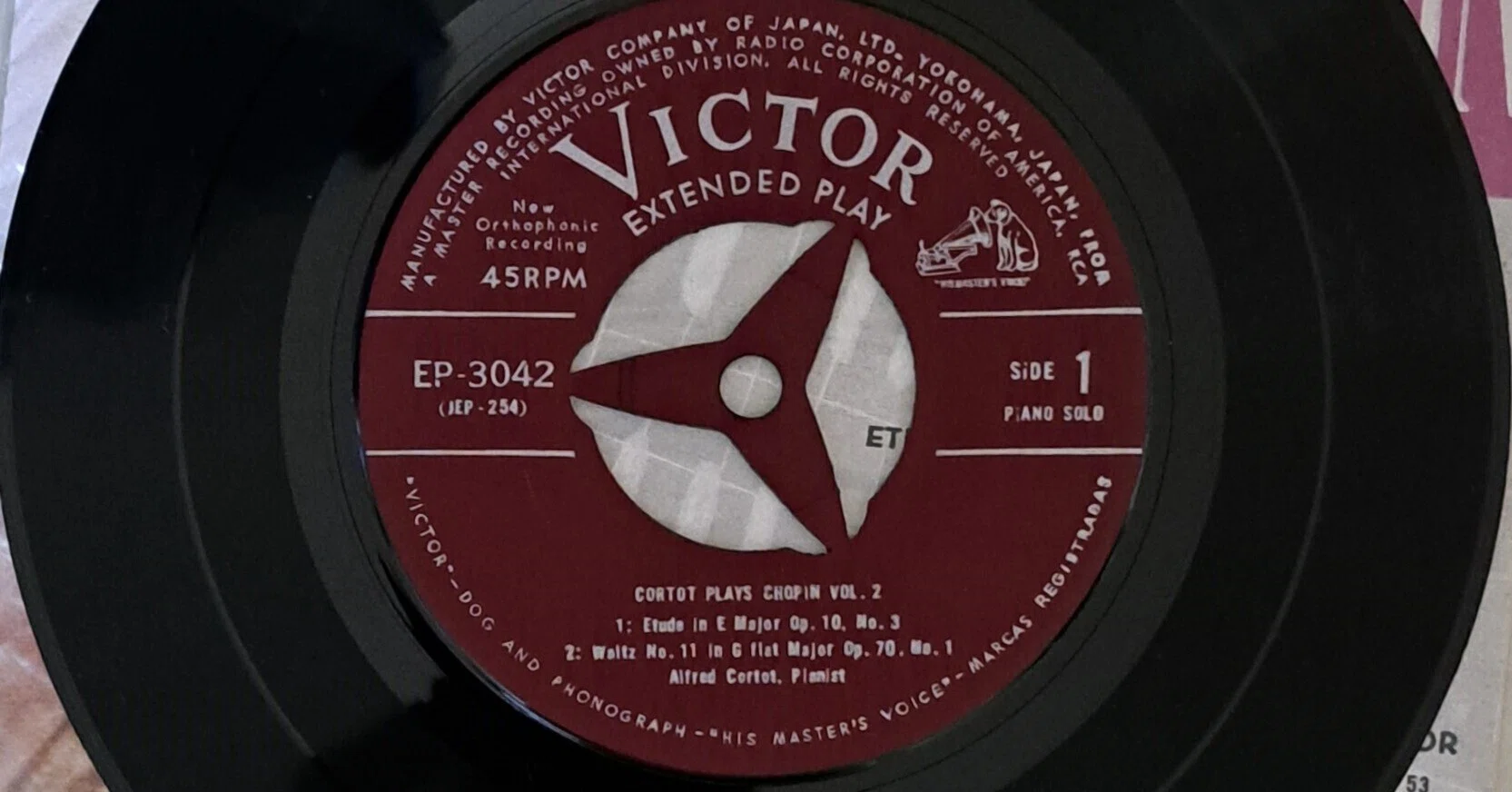 コルトーの1952年日本録音、ショパンの練習曲ホ長調 作品10の3「別れの