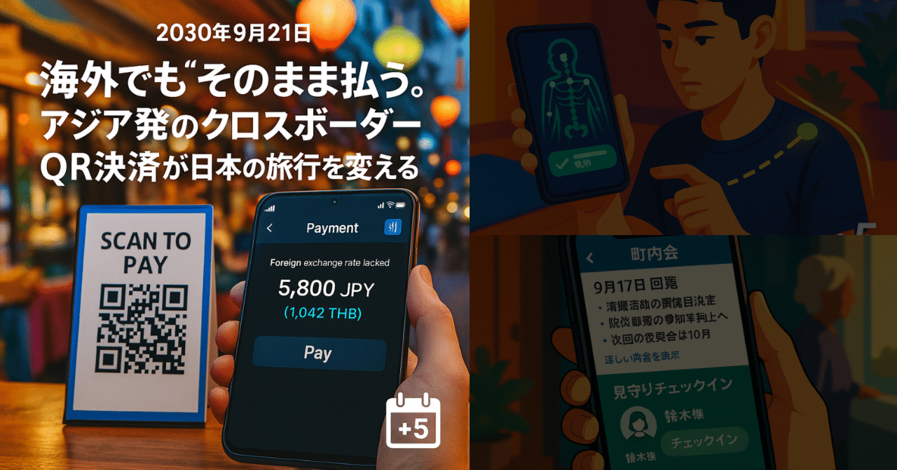 2030年9月21日｜海外でも“そのまま払う”。アジア発のクロスボーダーQR決済が日本の旅行を変える｜5年後の今日｜+5  Forecast｜5年後の“今日”を先読みするメディア