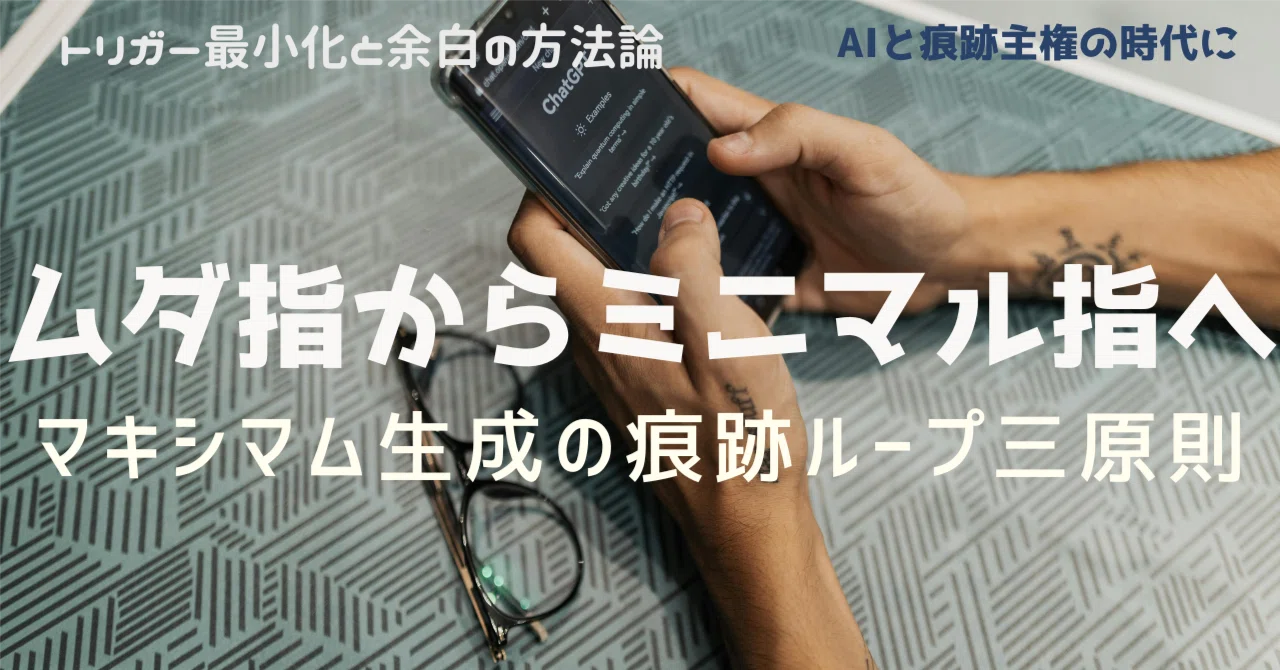 ムダ指からミニマル指へ：マキシマム生成の痕跡ループ三原則｜一狄 啓｜Looom