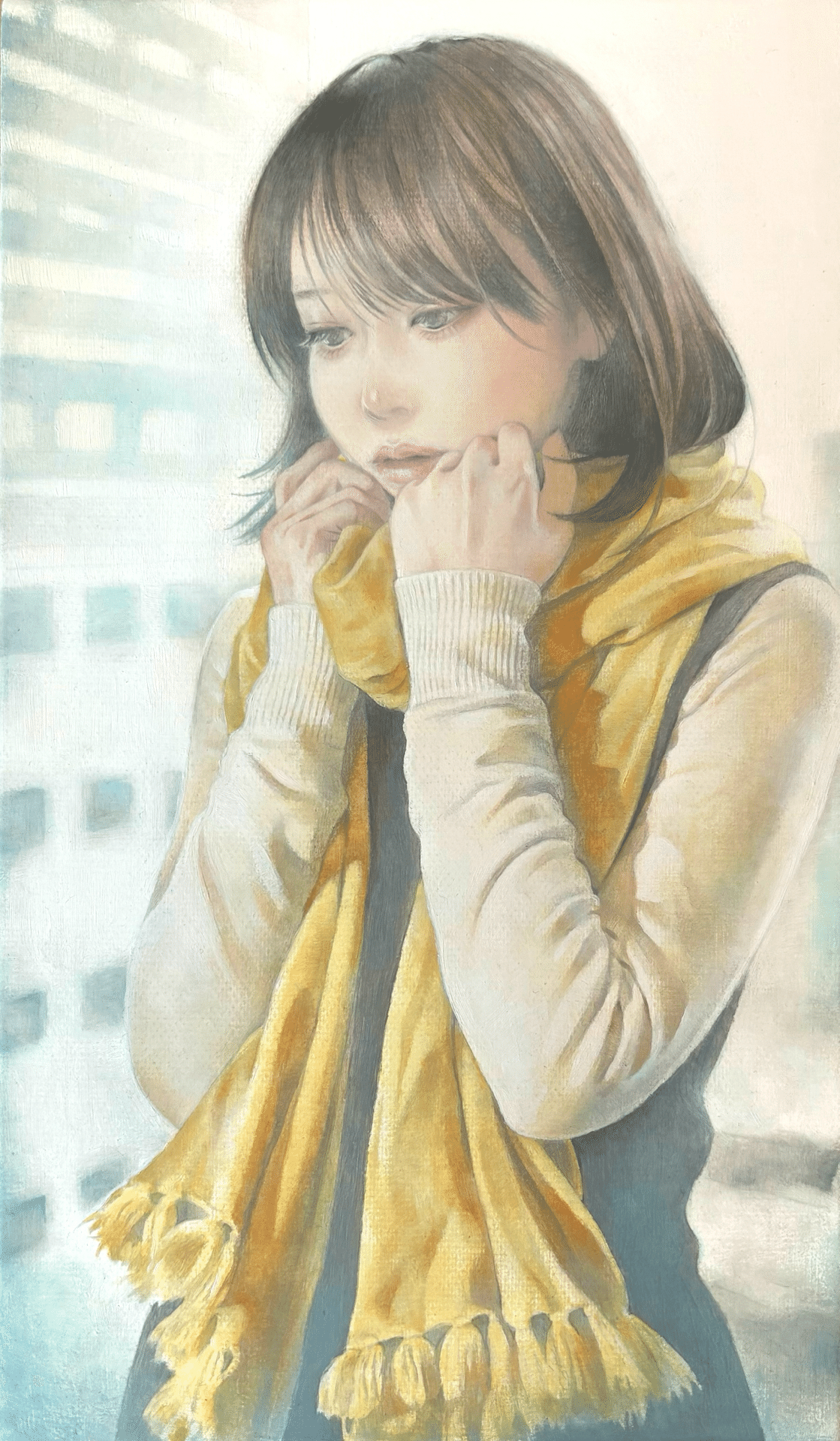 エッセイ】描けない日の私なりの対処法｜油彩画『黄色いマフラーの少女