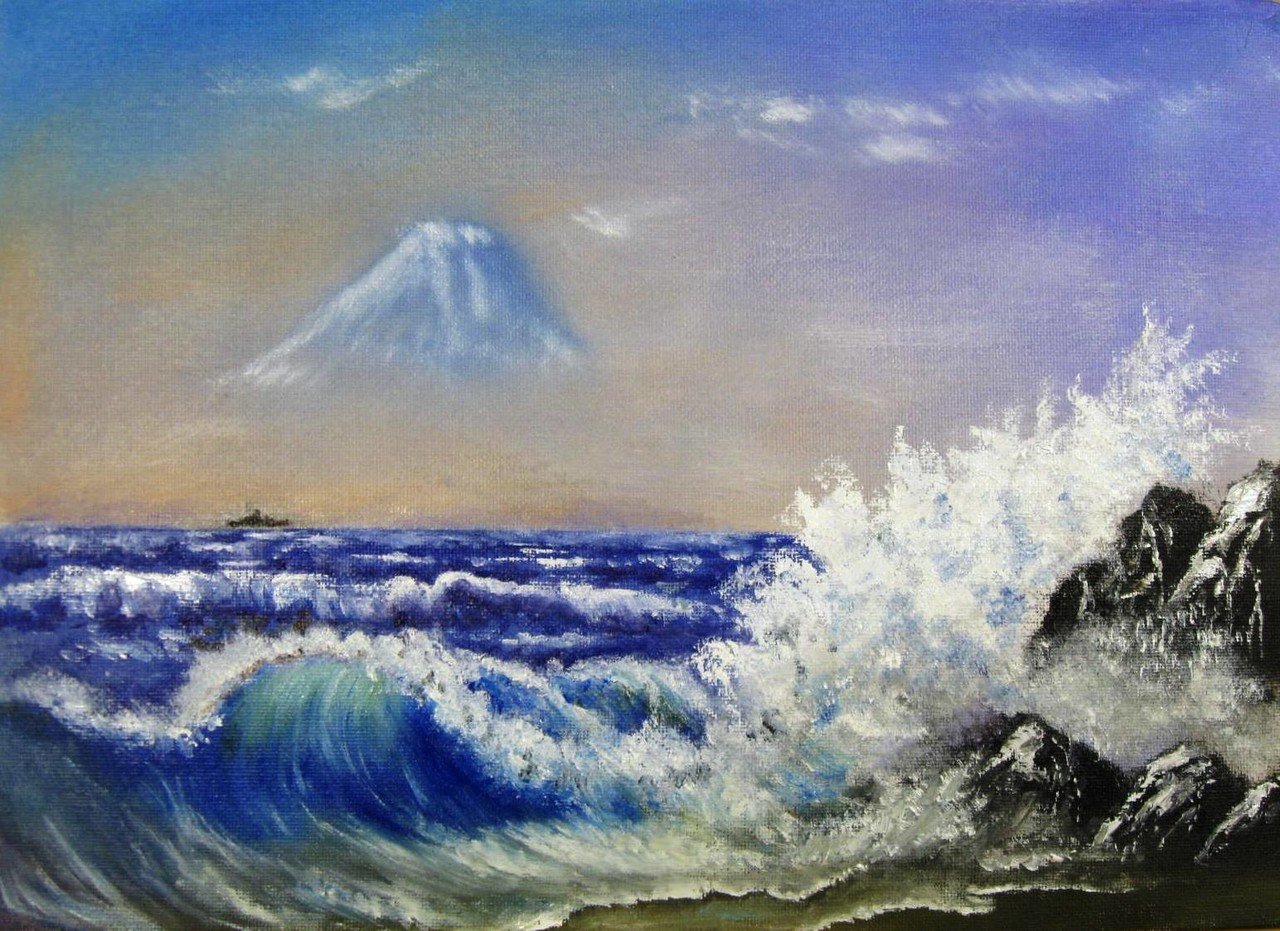 富士と海
