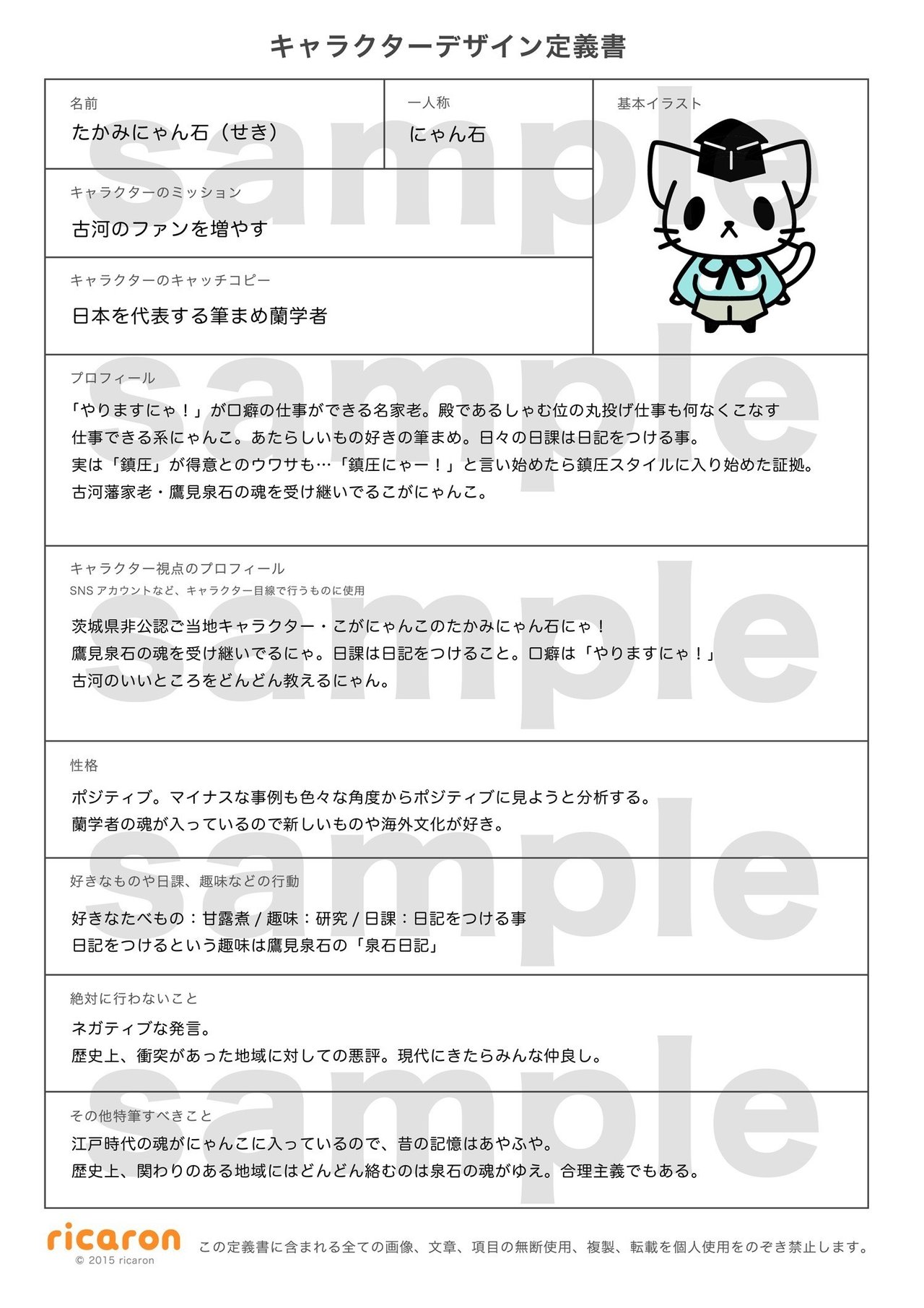 キャラクターを動かすまえに行うこと キャラクターデザイン定義書 Miroc Kodachi Note