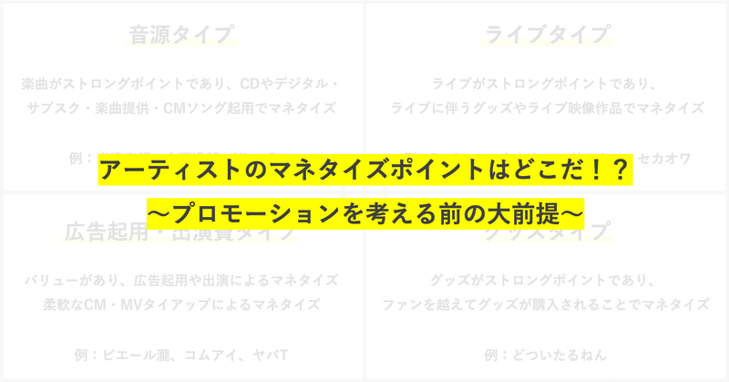 アーティストのマネタイズはどこだ！？ 〜プロモーションを考える前の大前提〜