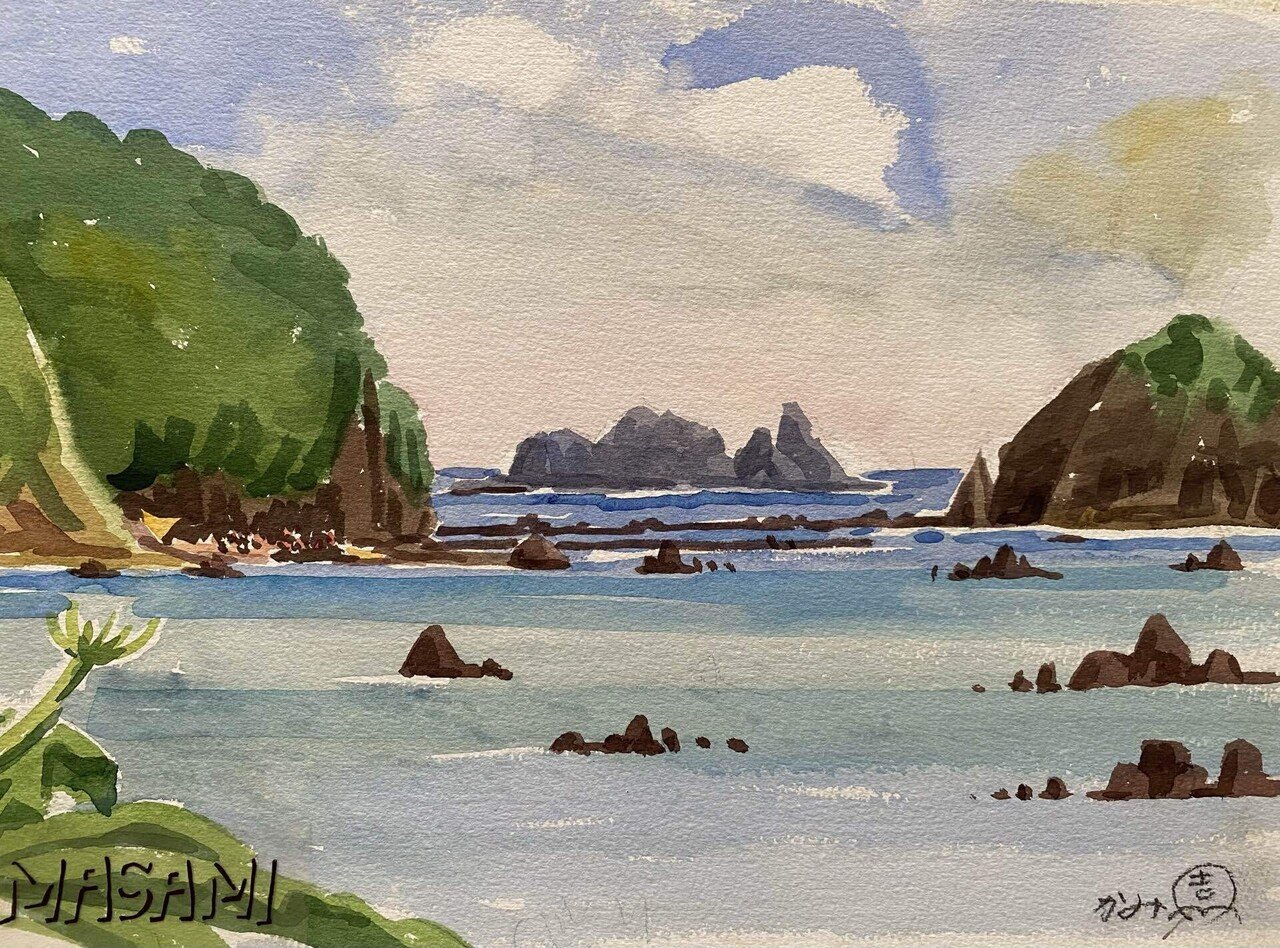 海と岩の風景 油彩画　ガラス無し 海と岩の風景 油彩画 ガラス無し 海と岩の風景 油彩画