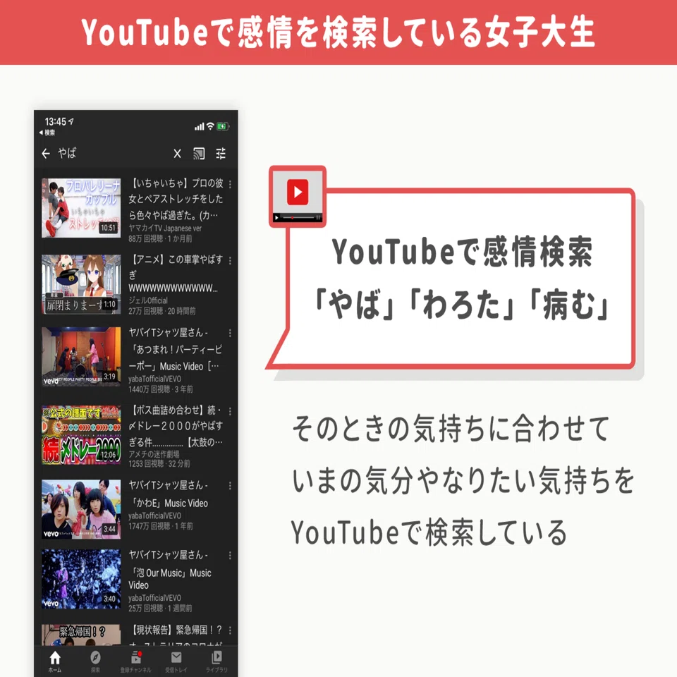 YouTubeで「いまの感情」を検索して動画を感情サーフィンする女子大生