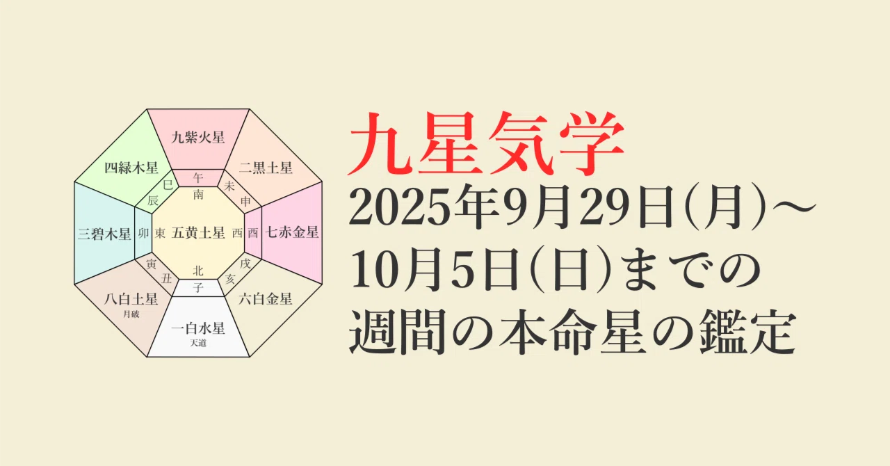 九星気学】2025年9月29日(月)～10月5日(日)までの週間の各本命星の鑑定