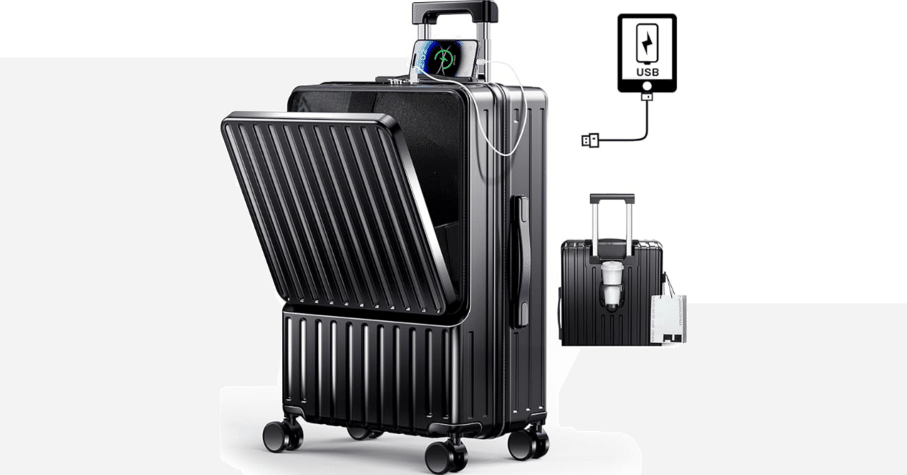 前開き スーツケース USBポート付き キャリーケース Mサイズ 5カラー選ぶ フロントオープン 4-7日用 泊まる 軽量設計 大容量 多収納ポケット sc179-24