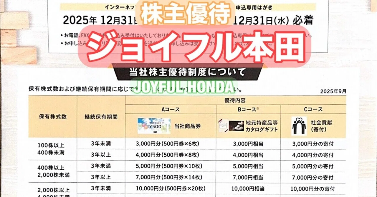 株主優待】ジョイフル本田（3191）株式会社ジョイフル本田（3191）は 