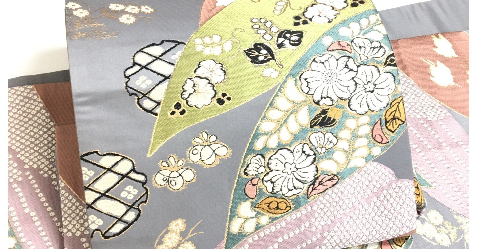 7038》時短！作り帯 二重太鼓 正絹 四季の花 七五三・卒入式