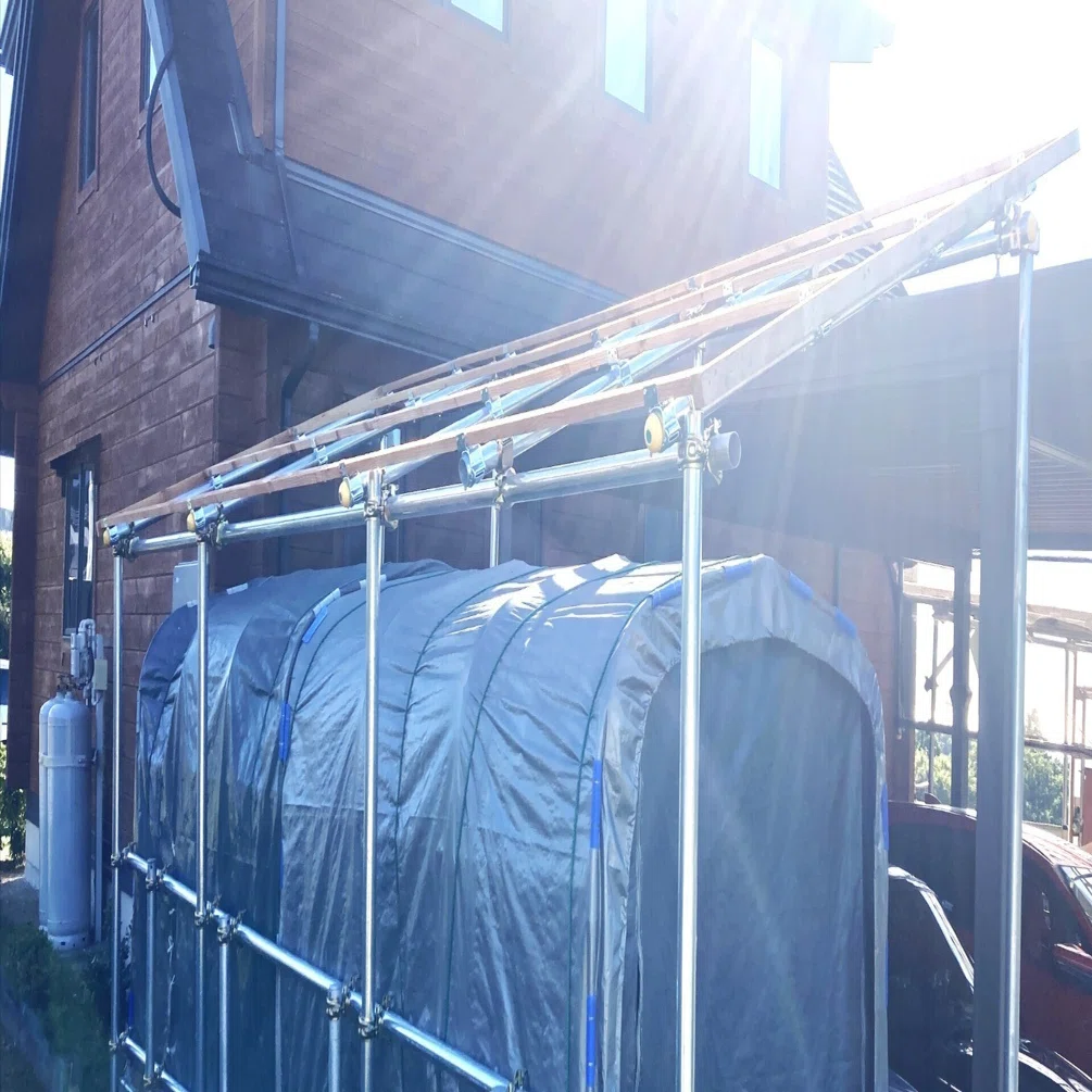家】貯水タンク小屋を作る_その1_単管パイプで柱編_2025年09月21日～23 