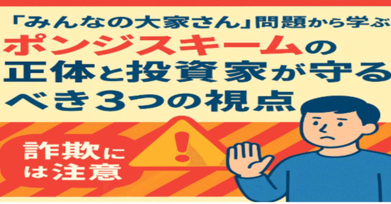 みんなの大家さん』問題から学ぶポンジスキームの正体と投資家が守るべき3つの視点」｜コツパパ｜家族と未来を育てるノート