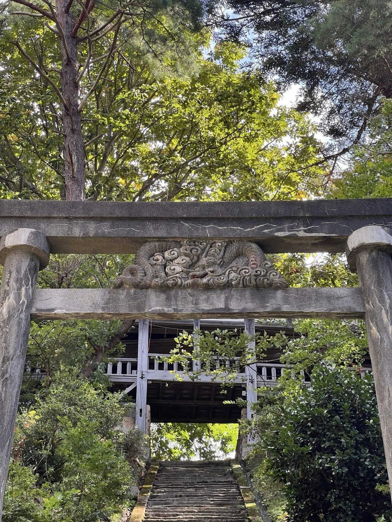掘り抜き 龍巻き鳥居 激レア鳥居】額束に龍の彫刻がある鳥居 愛宕神社｜恵比寿マイの趣味