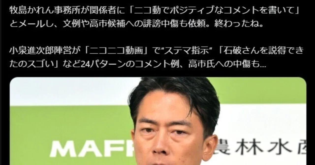 ステマ陣営の小泉、総理失格だ
