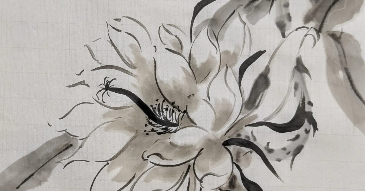水墨画「月下美人」｜t-miura