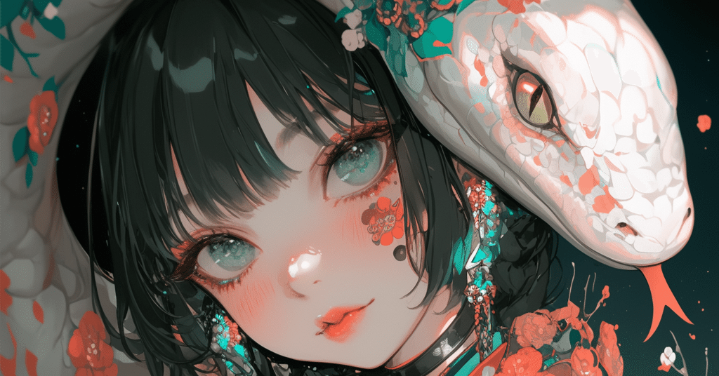 蛇と女の子｜nijijourney｜Kinu_AIイラスト