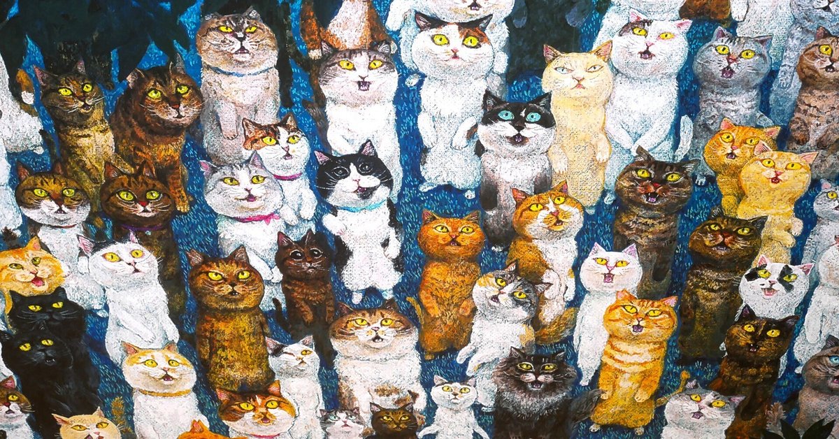絵画。原画手描【週末、猫ちゃんたちのコーヒーとパンのパーティー】 隙あらば猫』は猫好きにはたまらにゃい♪町田尚子さんの絵本原画