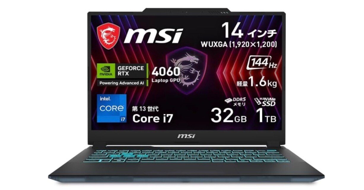 PC 14インチ / Core 7/メモリ32GB/SSD 1TB ゲーミング MSIゲーミングノートPC「Cyborg14」が20%オフ！Amazon限定モデルは