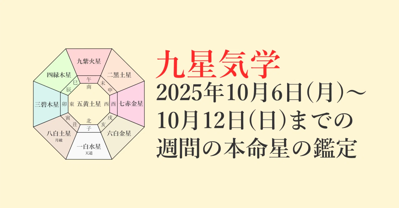 九星気学】2025年10月6日(月)～10月12日(日)までの週間の各本命星の