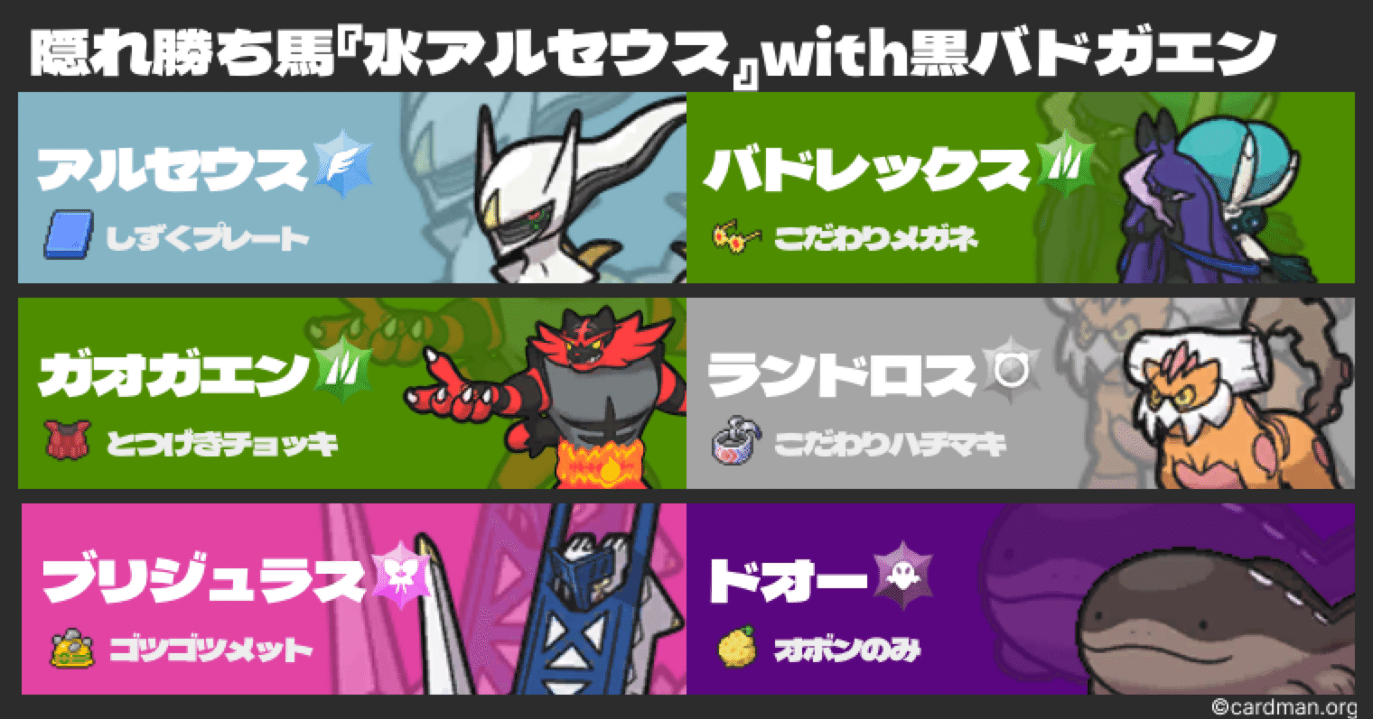 最終247位_R1948】隠れ勝ち馬『水アルセウス』with黒バドガエン