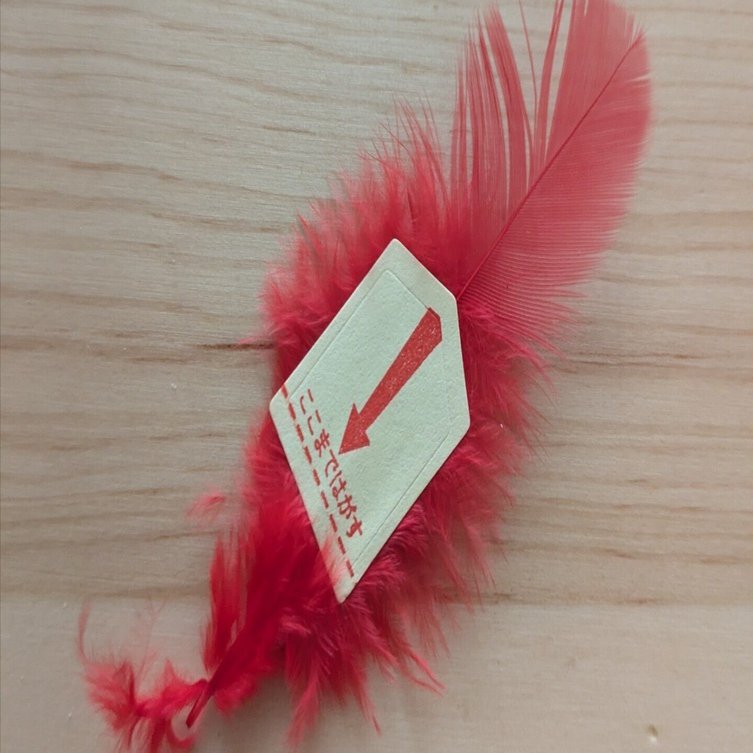 赤い羽根　シール式　1本 赤い羽根募金の羽根がいつのまにかシール式になっていたよ｜水島素良