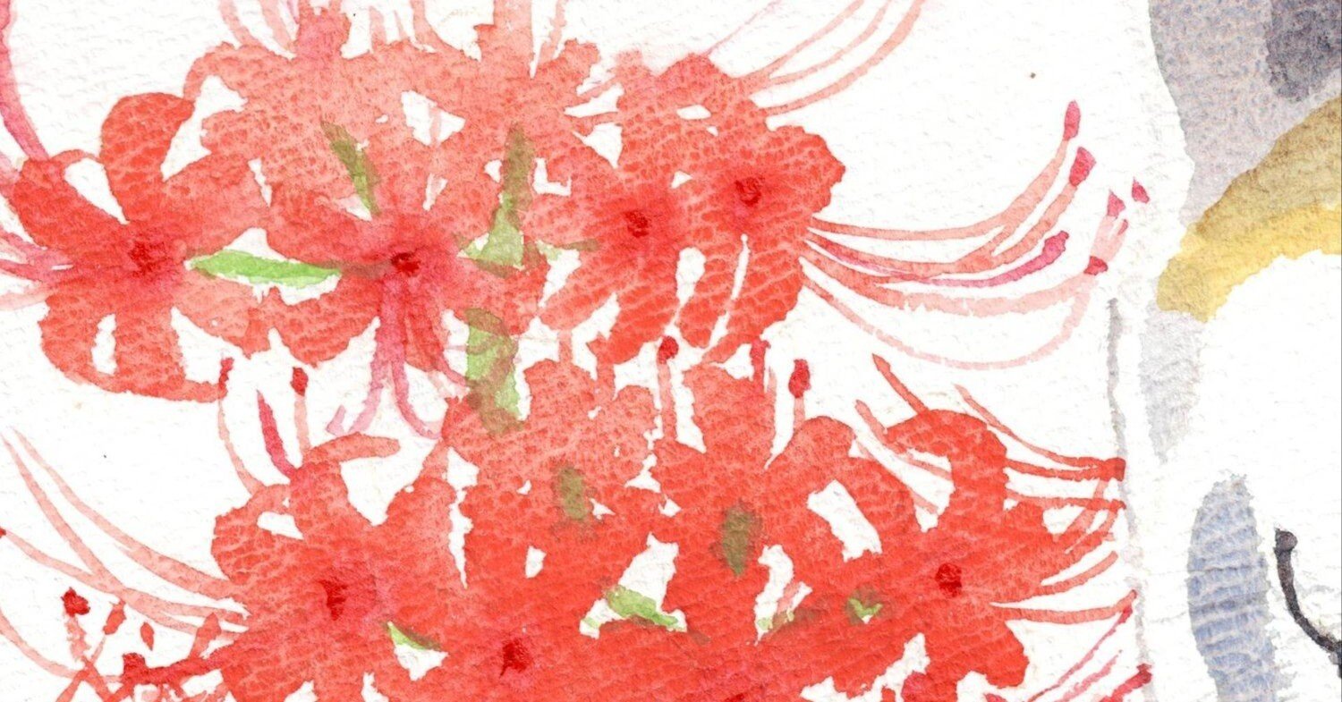 水彩画 彼岸花 と最近描いたいろいろ｜ちろ