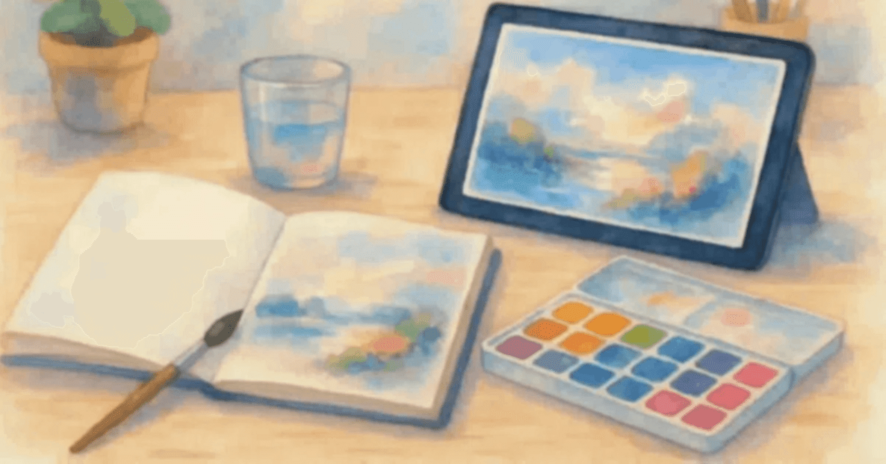 水彩画の練習】【息抜き】アブダクションとキャトルミューティ