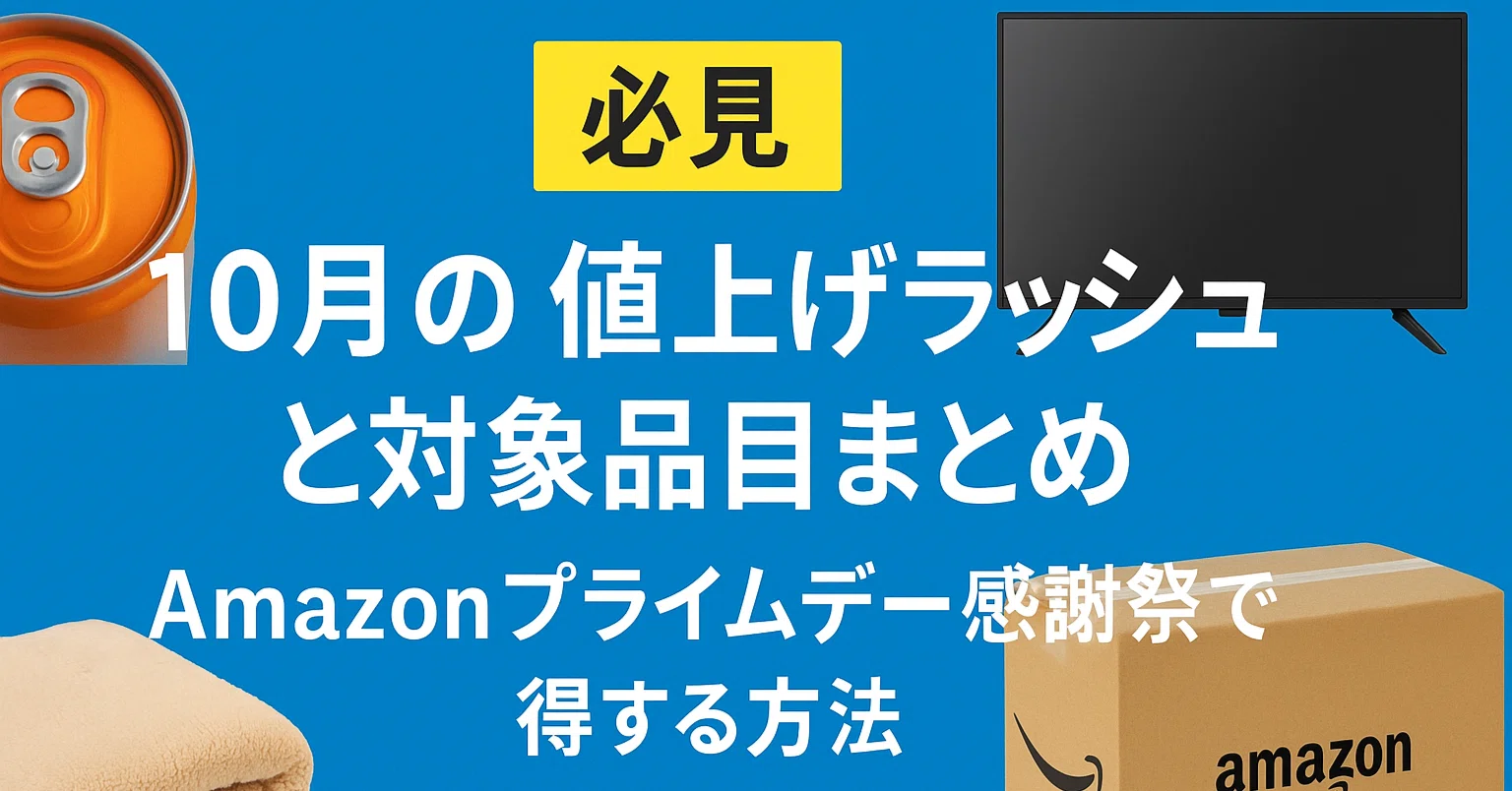 必見】10月の値上げラッシュと対象品目まとめ｜Amazonプライム感謝祭で
